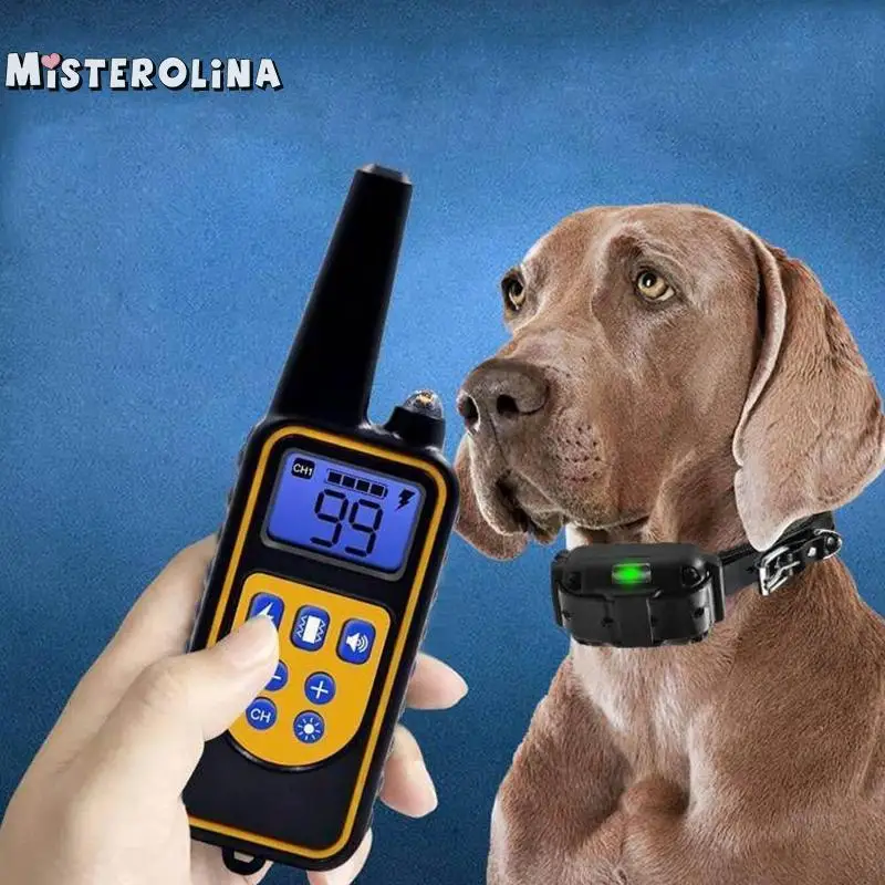 800m Electric Dog Training Collar Pet Remote Control Waterproof Rechargeable with LCD Display for All Size Shock Vibration Sound