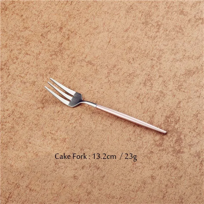 Cake Fork Корейский топ, розовые Серебристые сервировочные приборы, набор столовых приборов, столовый нож, совок, набор вилок 18/8 из нержавеющей стали, западное золото, набор посуды, 1 шт - Цвет: Cake Fork