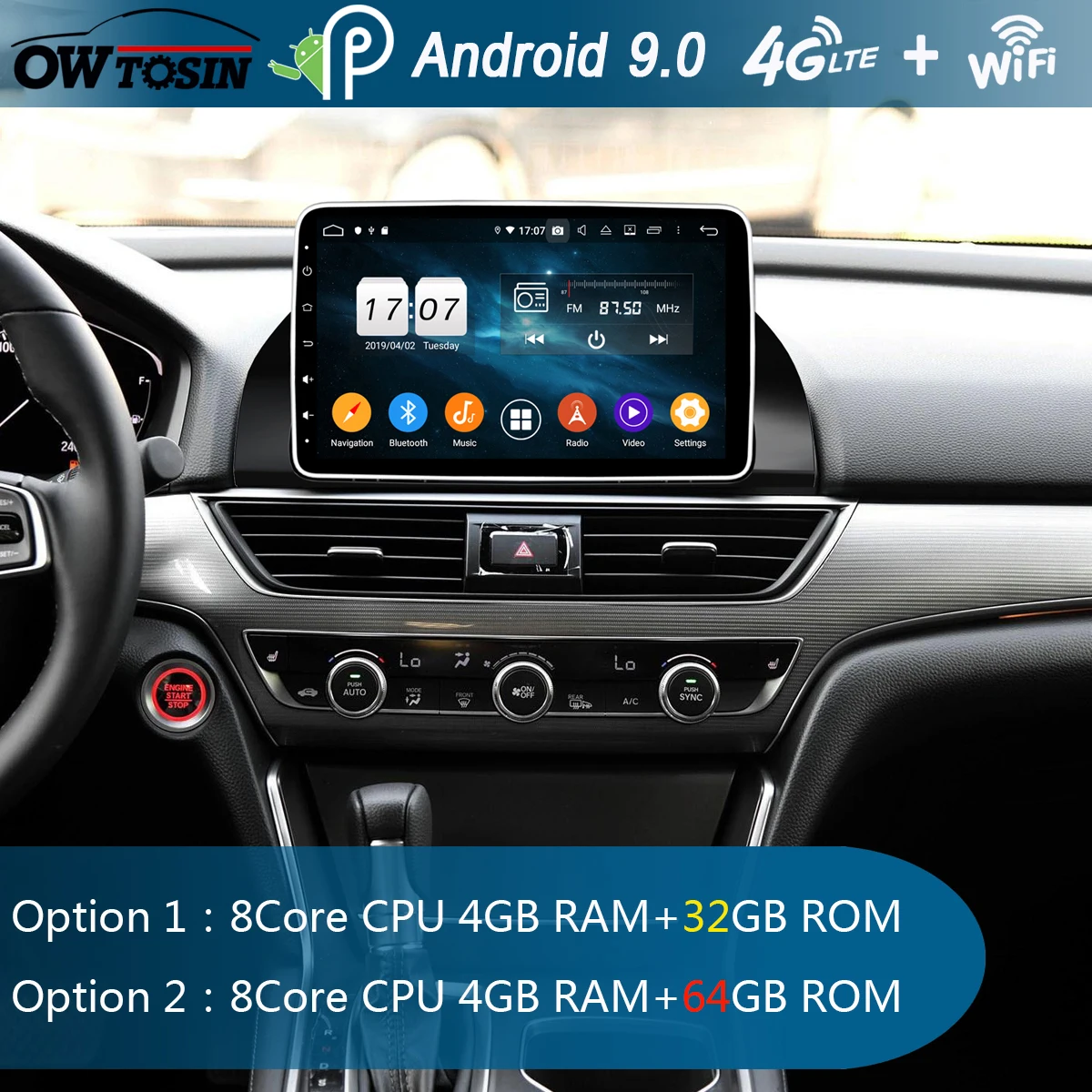 Автомобильный DVD-плеер с IPS-экраном 10 1 дюйма Android 9 0 8 ядер 4 Гб ОЗУ + 64 ПЗУ радио GPS