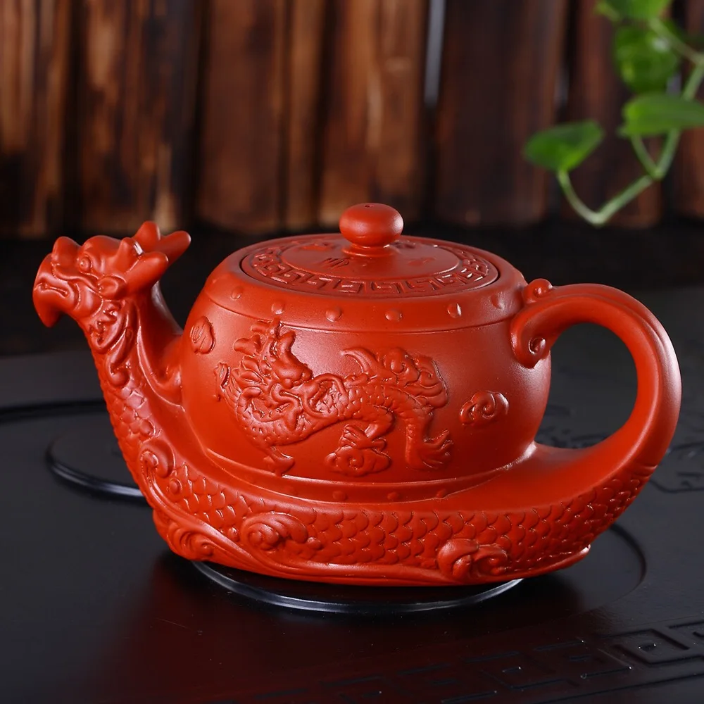 

400ml tea infuser Handmade dragon design Teapot purple clay kung fu Tea Pot