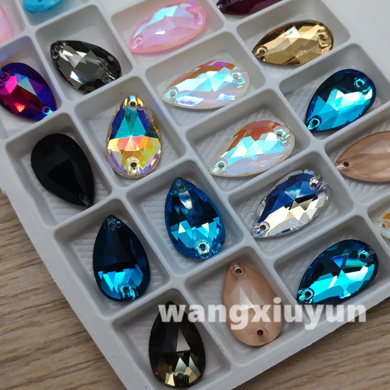 New More Colors 3230 K9 Glass Crystal Drop Sew-on Stone Flatback Teardrop Sewing Dress Clothing Making | Дом и сад