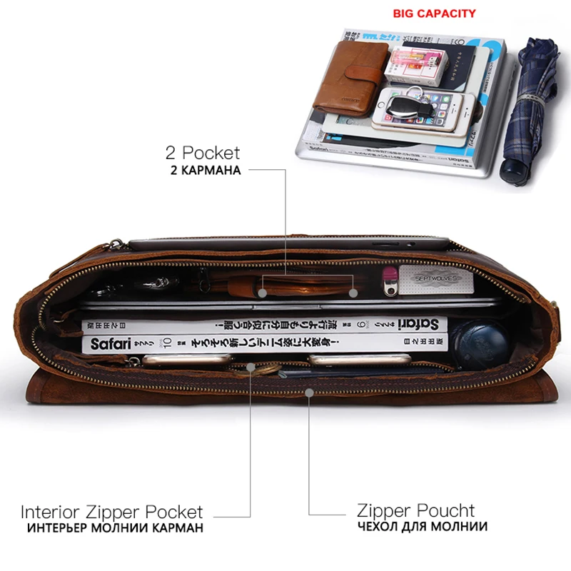 Контактная мужская сумка Портфель Бизнес Офисные Сумки из натуральной кожи