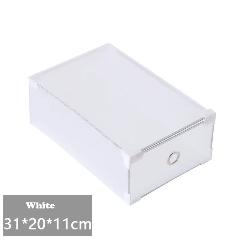 White(M) Экологичная прозрачная вешалка для обуви, пластиковая прямоугольная коробка для хранения, органайзер для обуви, утолщенный ящик для обуви, коробка для дома, Штабелируемая коробка - Цвет: White(M)
