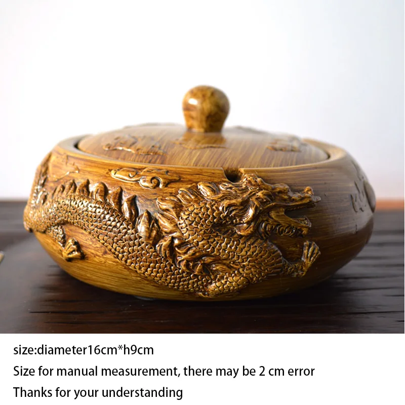 

Creative Handwork Vintage Relief Pattern Resin Ashtrays with Cover Tea Room Smoking Accessories Art Decoration for Friend Gifts