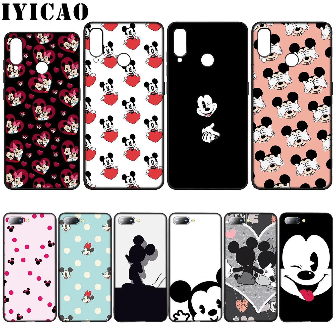 IYICAO Mickey Mouse love Silicone Soft Case for Huawei Y7 Y6 Prime Y9 2018 Honor 8C 8X 8 9 10 Lite 6A 7C 7X 7A Pro |