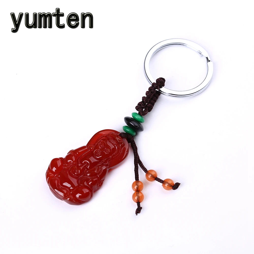 Yumten красный камень брелки Будда кулон из нержавеющей стали сумки Шарм