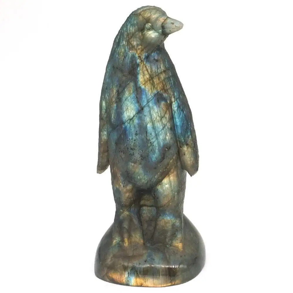 Penguin Natural Labradorite Animal Totem Statue Stone Sculpture Home Decor 4.33" | Дом и сад
