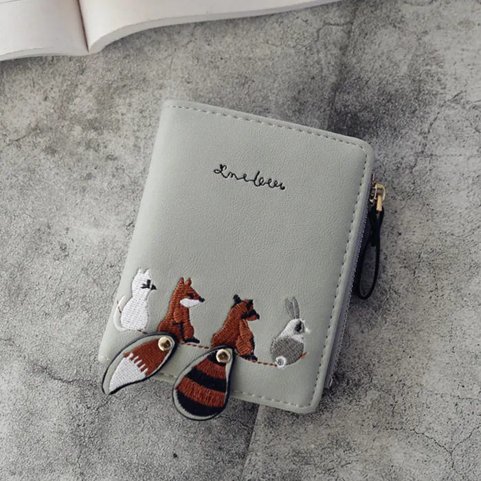 GRAY Женские кошельки, кошельки с милыми животными, кошельки для студентов, для девочек, для денег, для монет, Карманный держатель для карт, женские кошельки, клатч - Цвет: GRAY