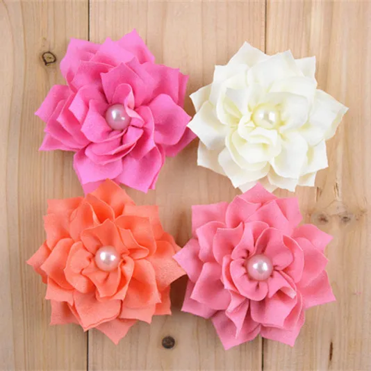 60 шт. оптовая продажа 3 &quotЗимняя ткань канзаши цветок с жемчугом центр Девушки