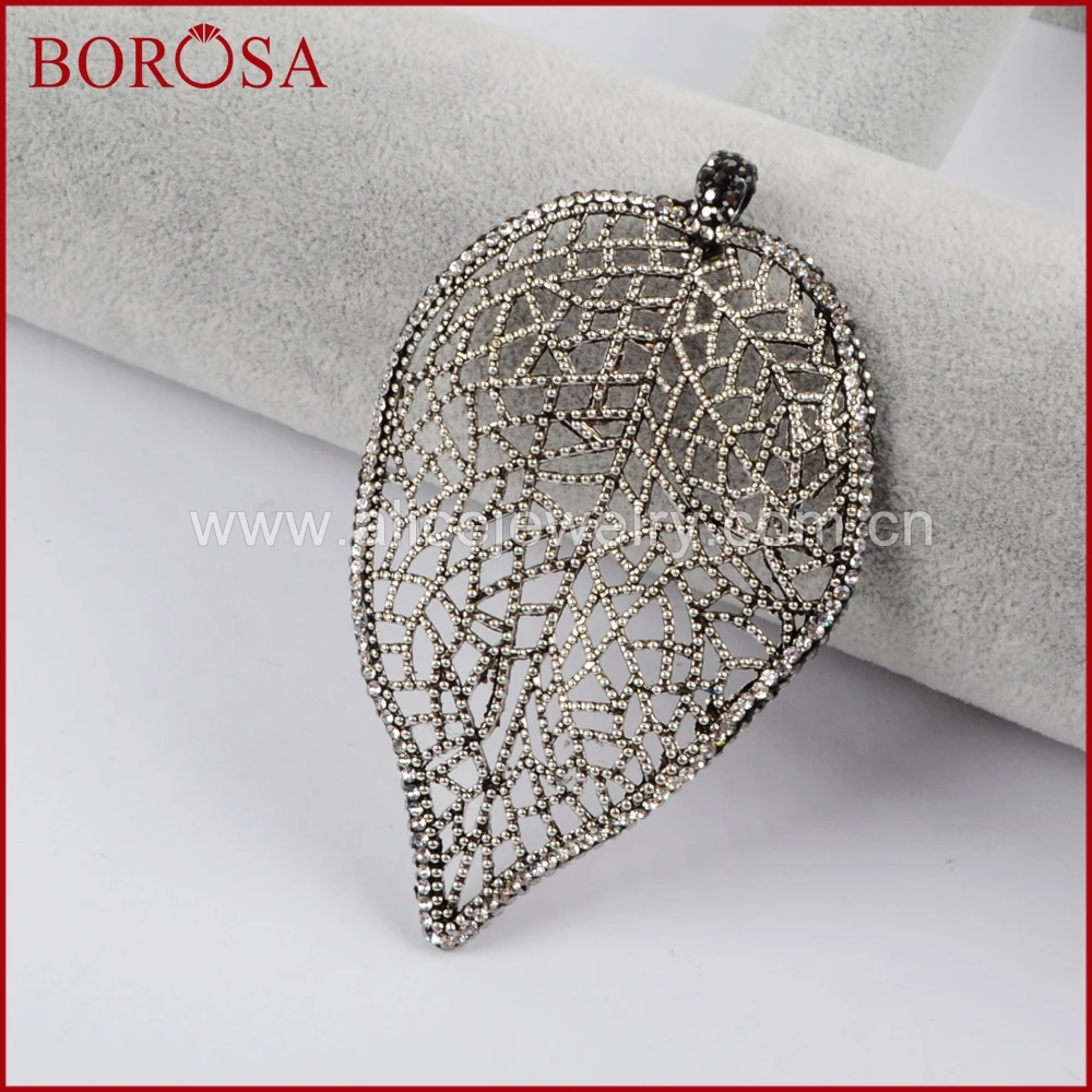 BOROSA Drusy золотой цвет или серебряный оставляет форму ажурный Шарм кристалл паве