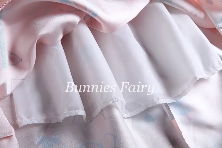 BunniesFairy г. Летняя новая милая плиссированная юбка средней длины с высокой талией и рисунком сердца для девочек расклешенная юбка размера плюс