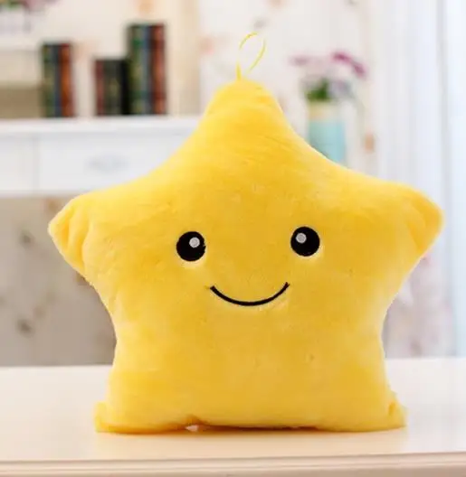 yellow Kawaii Star Подушка Плюшевые игрушки милая светящаяся мягкая игрушка светодиодный светильник Подушка светящаяся в темноте плюшевая кукла-подушка игрушки для детей - Цвет: yellow