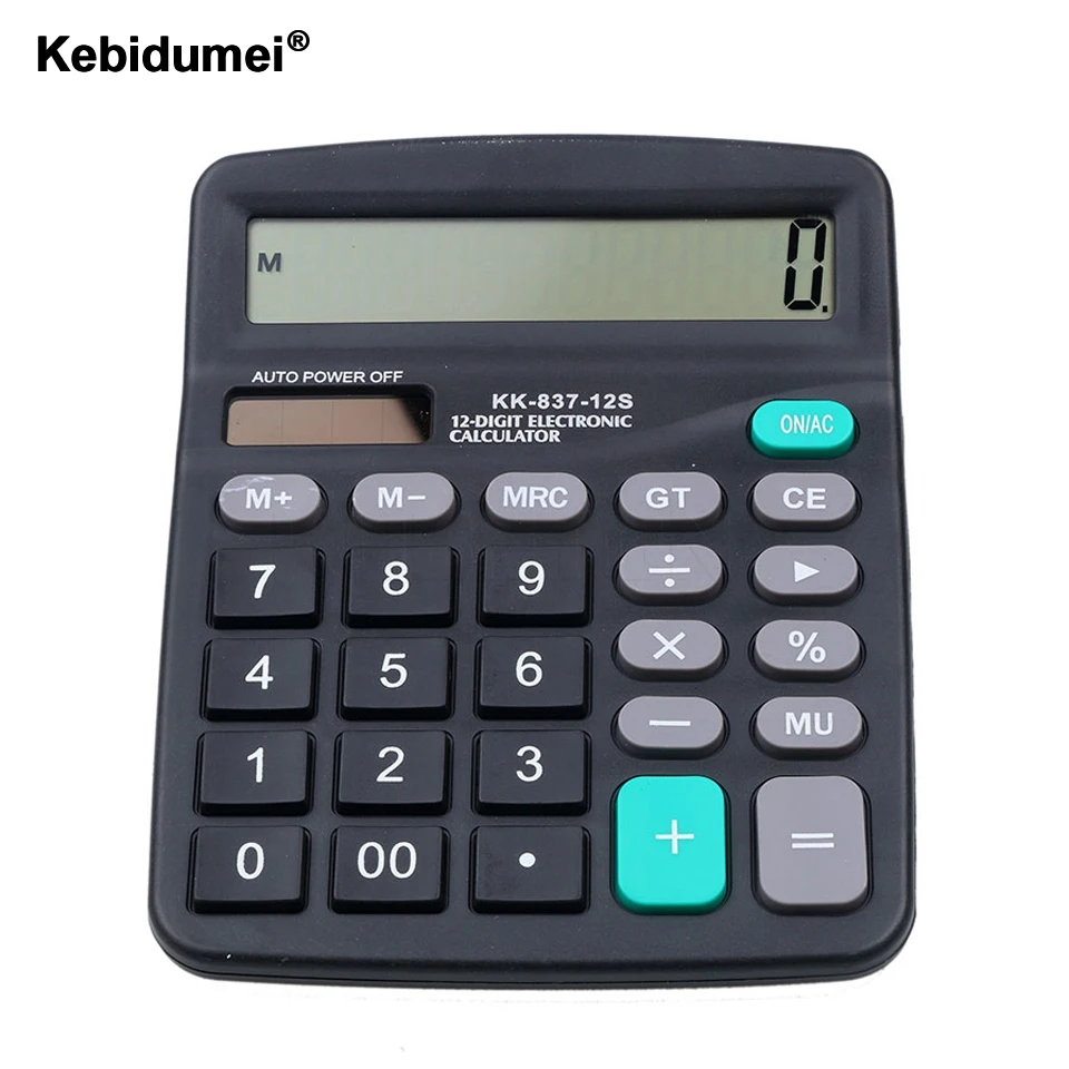 

kebidumei Solar Calculator Calculate Commercial Tool Battery or Solar 2in1 Powered 12 Digit Electronic Calculator and Button