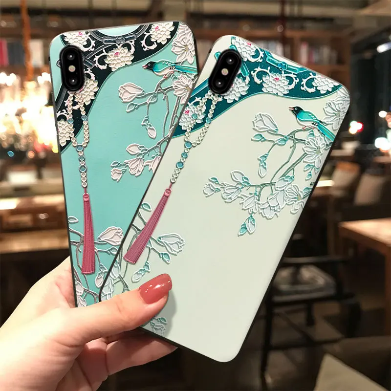 JIBAN китайский Стиль Королевский наряд чехол для Iphone XS MAX XR X 6 6s plus 7 Plus 8 тиснением