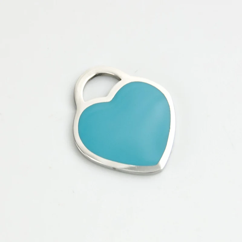 Simsimi blue heart charms small mini tag pendant DIY necklace jewelry making stainless steel parts bulk wholesale 10pcs | Украшения и