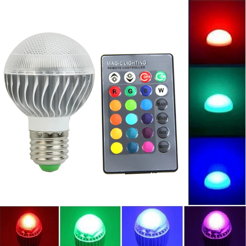 

New RGB LED E27 15W Lamp Color Changing Light Bulb With Remote Control 85-265V L15
