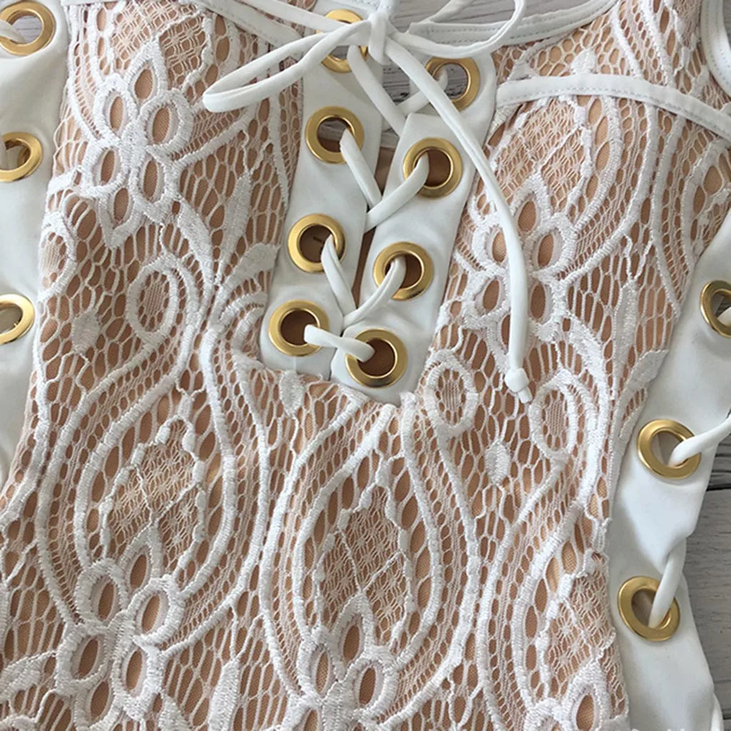 SAGACE слитный купальник кружевной ажурные лямки для купальников боди отдыха