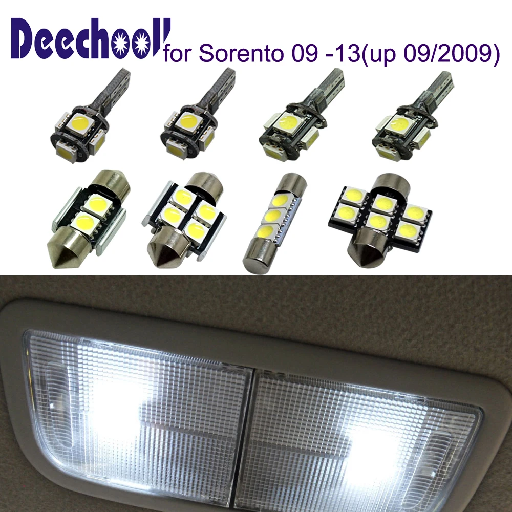 Автомобильные светодиодные лампы deechooll 8 шт. для Kia Sorento 2009 2014 белый внутренний