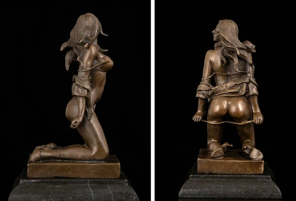 JP S1150 арт деко скульптура сексуальная обнаженная женщина эротическая Бронзовая