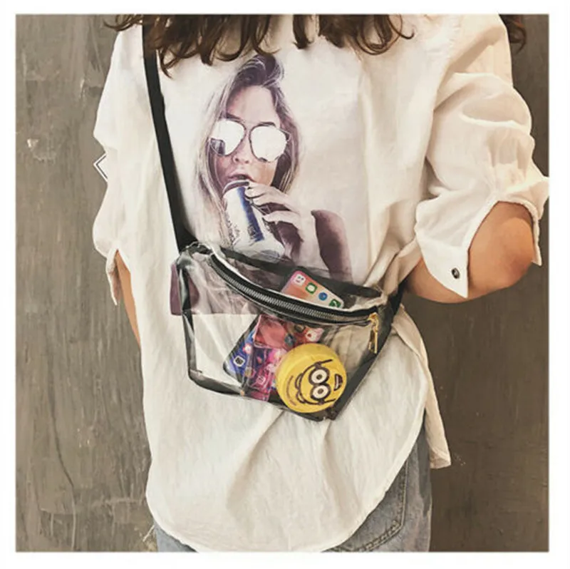 Женская прозрачная поясная сумка из ПВХ на молнии забавная портативная дорожная