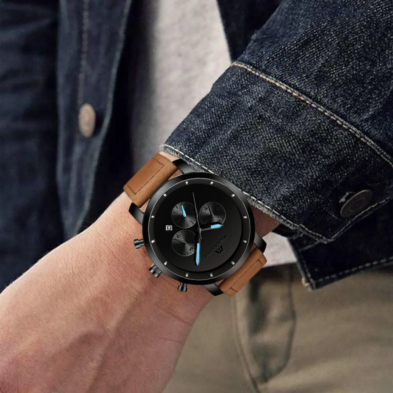 Мегалитическая Лидер продаж Reloj Hombre мужские наручные часы кварцевые Наручные