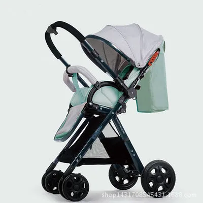 Babyfond, ультра-легкая детская коляска, двусторонний зонтик, детская коляска, высокий пейзаж, детская коляска, четыре колеса, ударная, складывающаяся, детская коляска - Цвет: green black