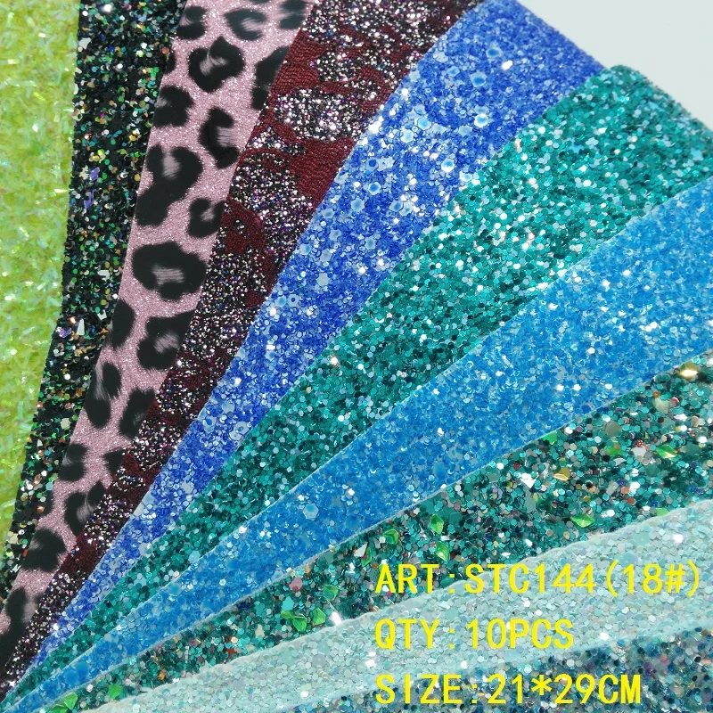 Прозрачный запас 1 комплект(10 шт.) 21X29 см Alisa Glitter Cuero Sintetico блестящая кожа для DIY аксессуары для волос ремесло STC144 - Цвет: 18