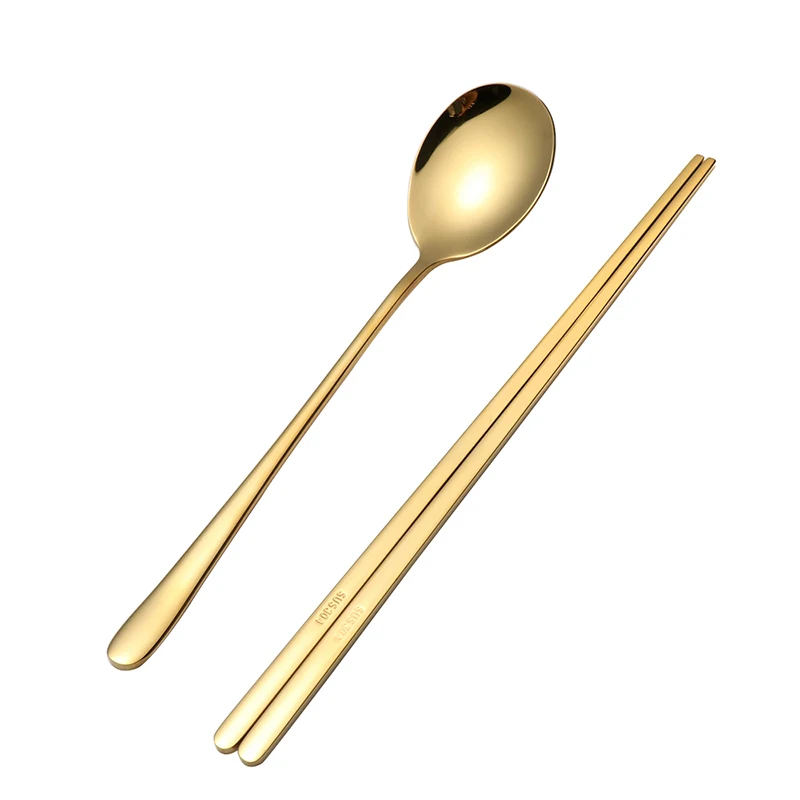 Набор корейской посуды из нержавеющей стали 2 шт./компл. Золотая столовая посуда