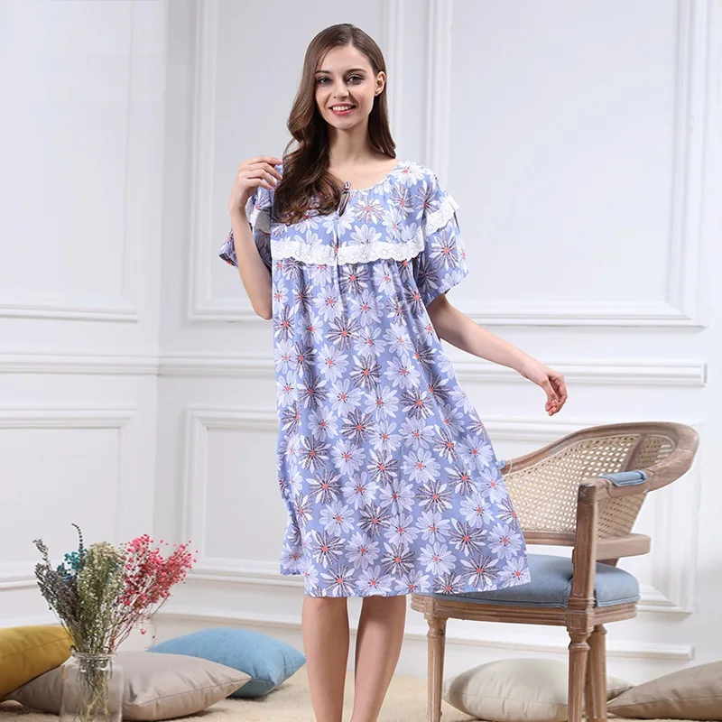 Tinyear 2017 Brand Large Cotton Summer Nightgowns Mothers Gift Nightdress Bust 144 cm 5XL 6XL Dressing Gown Woman LL5656 | Женская