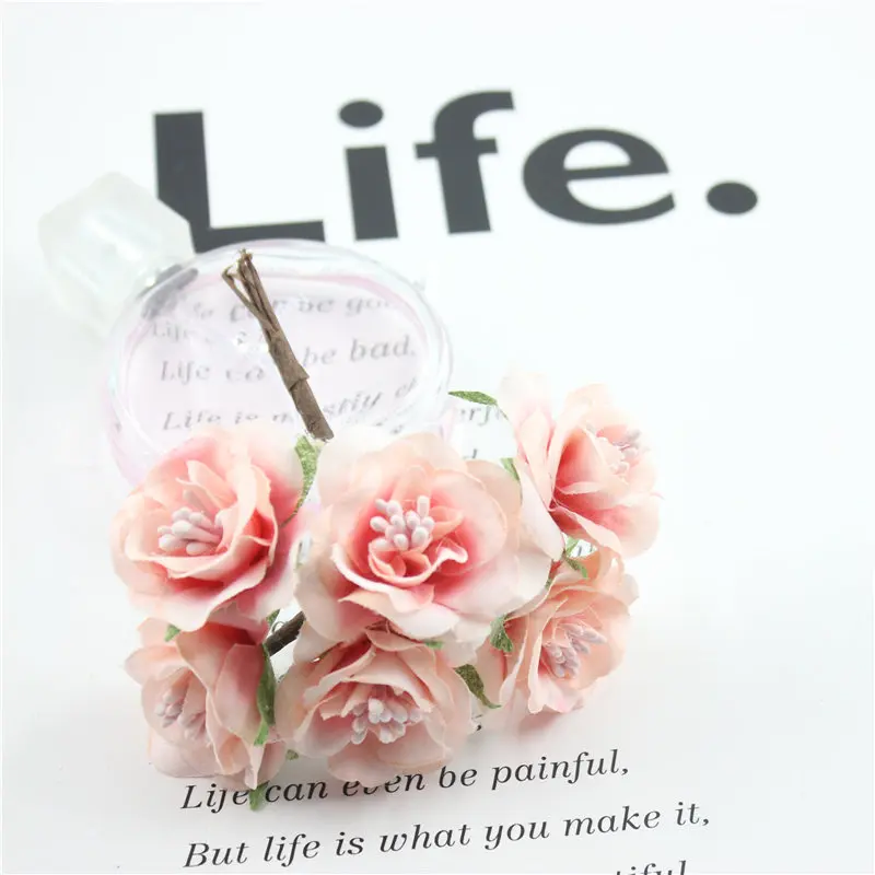 light pink Бархатка 6 шт./набор 4 см мини Букет маргариток искусственный цветок Свадебные украшения для самодельного изготовления украшения дома аксессуары - Цвет: light pink