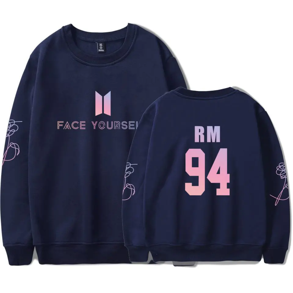 БЦ Толстовка K-поп Для женщин лицо себя Bangtan мальчики монолитным вечно молодым