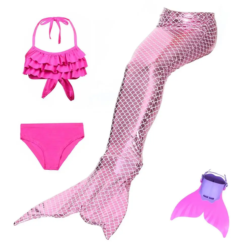 style1-4pcs Новинка; Лидер продаж; купальный костюм с хвостиками русалки для девочек; купальный костюм для косплея; купальник-бикини для маленьких детей; хвост русалки - Color: style1-4pcs