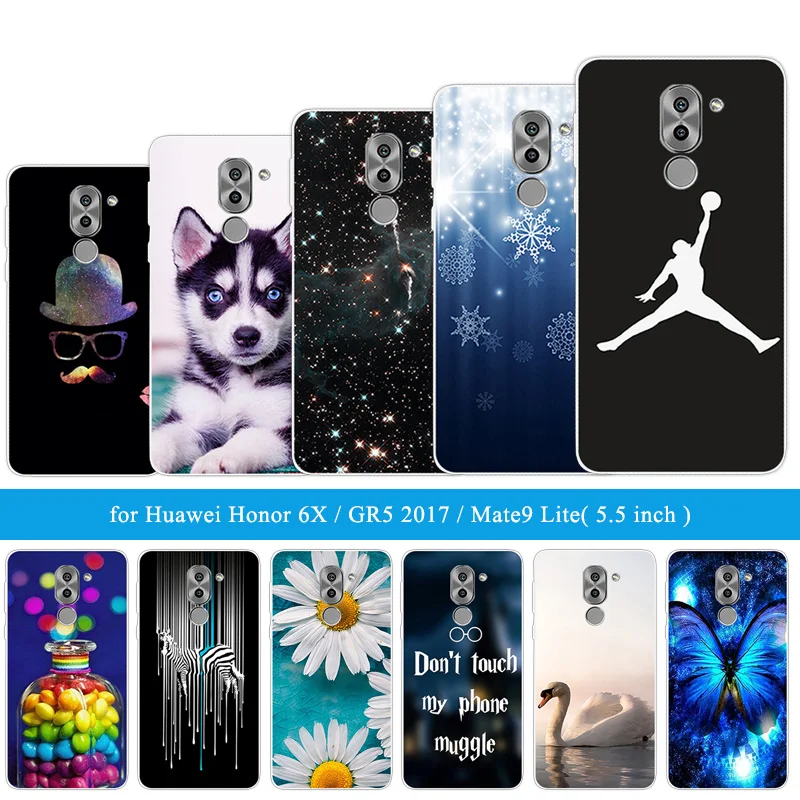 Для Huawei Honor 6X/GR5 2017 чехол силиконовый задняя крышка Черный матовый 5 дюймов TPU для