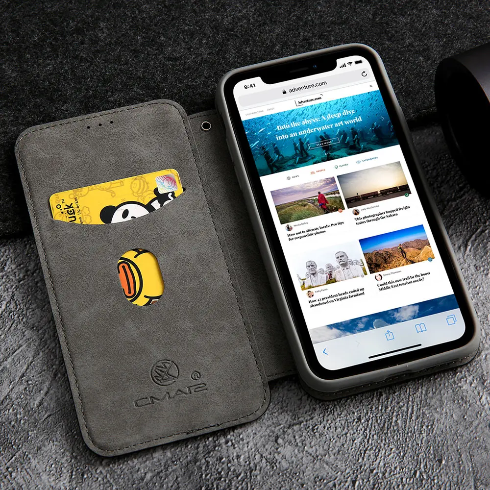L-FADNUT винтажный кошелек Магнитный чехол для iPhone X Xr Xs Max подставка держатель