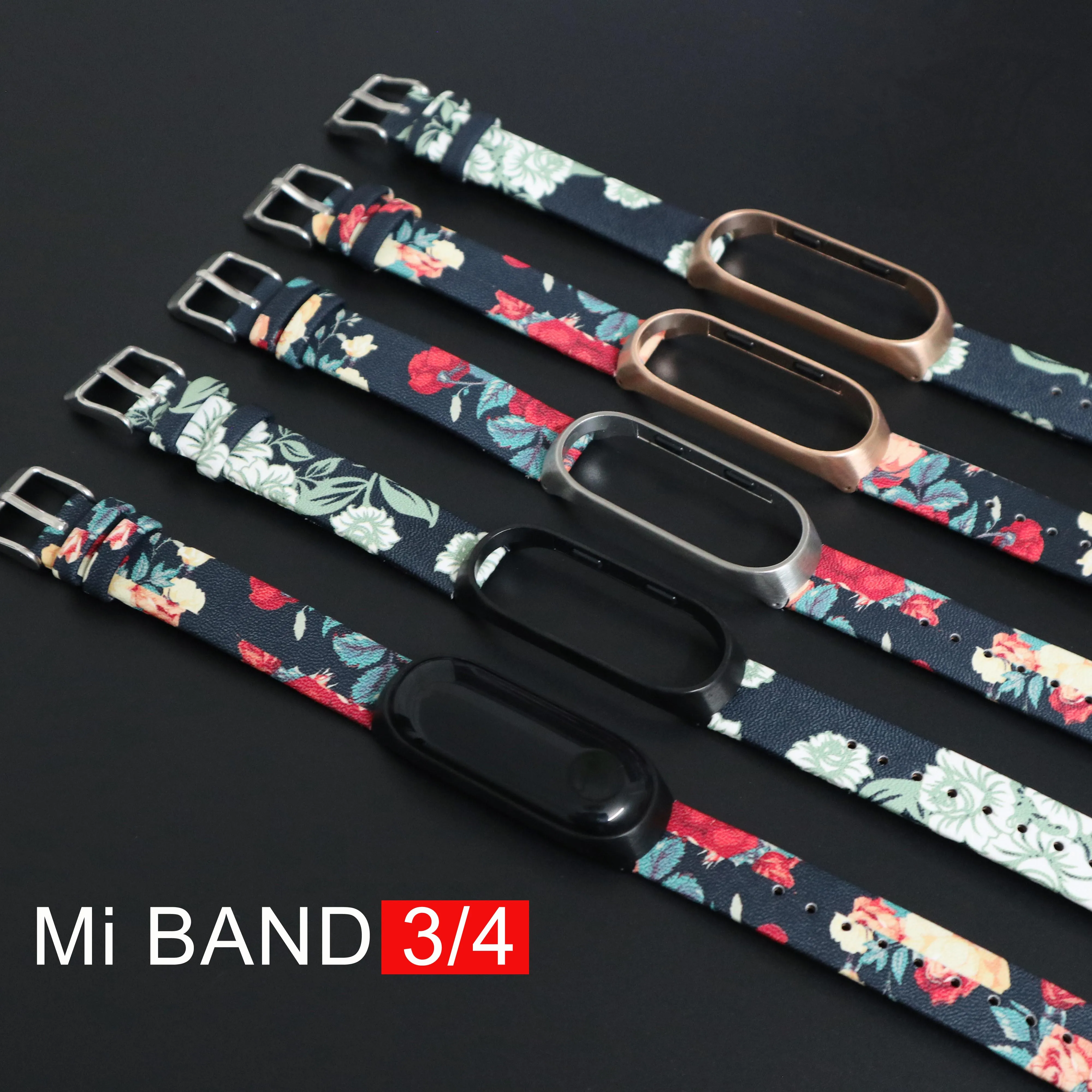 Цветочный ремешок для Mi Band 4 Кожаный браслет с ремешком для Mi Band 3 ремешок Miband 4 3 браслет из натуральной кожи ремешок на запястье