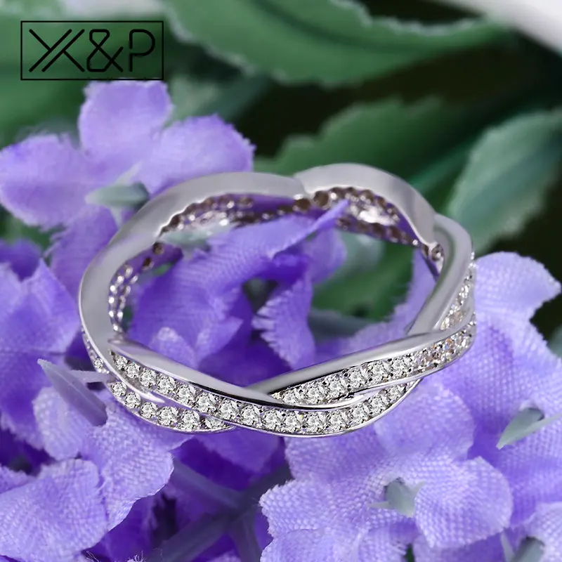 X &amp P модные 925 пробы серебряные плетеные кольца для мужчин и женщин прозрачные