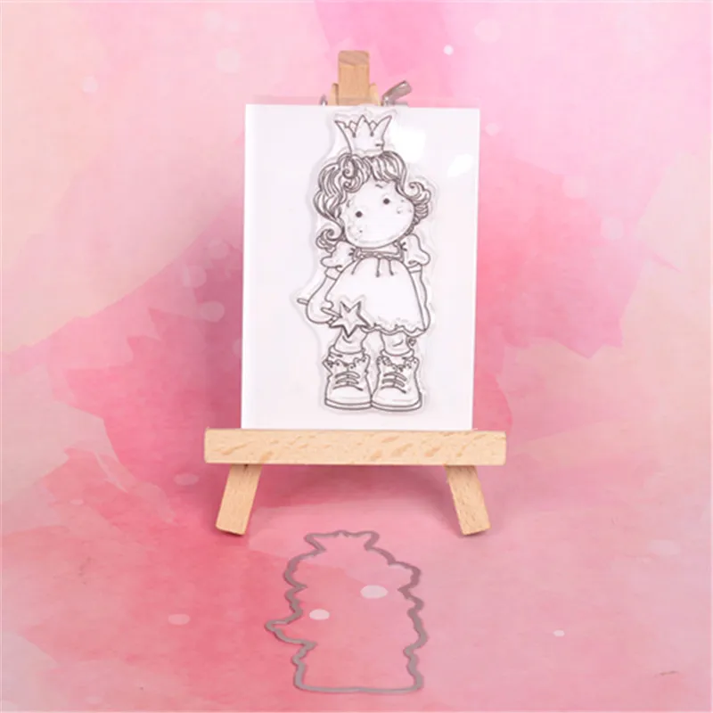 Корона Девушка металлические Вырубные штампы или прозрачный Штамп для DIY