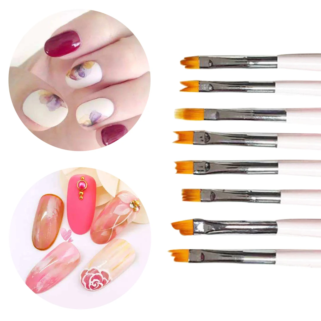 8 видов конструкций для рисования цветов градиентные акриловые кисти ногтей УФ