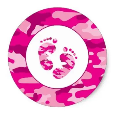 

1.5inch GIRL pink camo feet envelope seals favor stickers