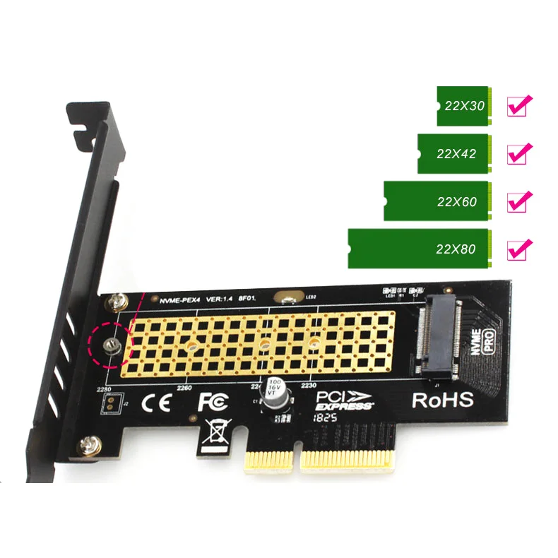 JEYI SK4 Pro M.2 SSD для адаптера PCIE X4 M Key Interface Card PCI Express 3 0x4 с теплоотводом NVMe 2230 2280 m.2