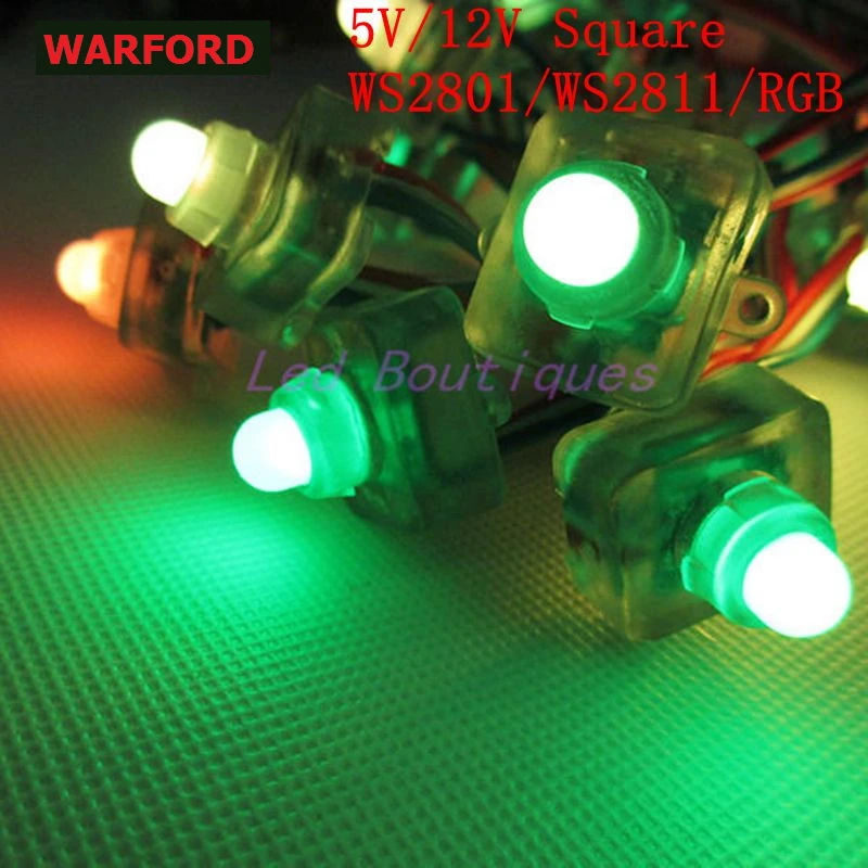 50 шт. ws2811 ws2801 RGB led модуль строка квадрат индивидуально адресуемых IP68