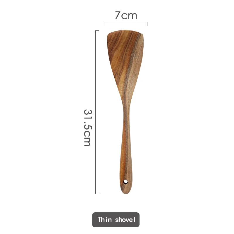 Teak flat shovel Натуральный Тиковый кухонный инструмент кухонная утварь деревянная кухонная утварь ремесленные столовые приборы рисовый фильтр ложка. Лопата для пиццы ложка - Цвет: Teak flat shovel