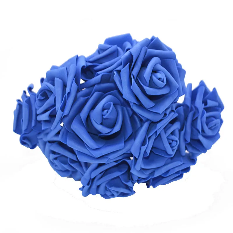 Royal blue 10 шт. 8 см белые Большие Розы Искусственные из ПЭ Поролоновый букет цветов Свадебные цветы для скрапбукинга DIY ручной работы - Color: Royal blue