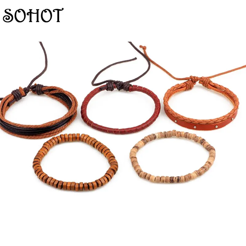 Женский и мужской многослойный браслет SOHOT винтажный Повседневный плетеный