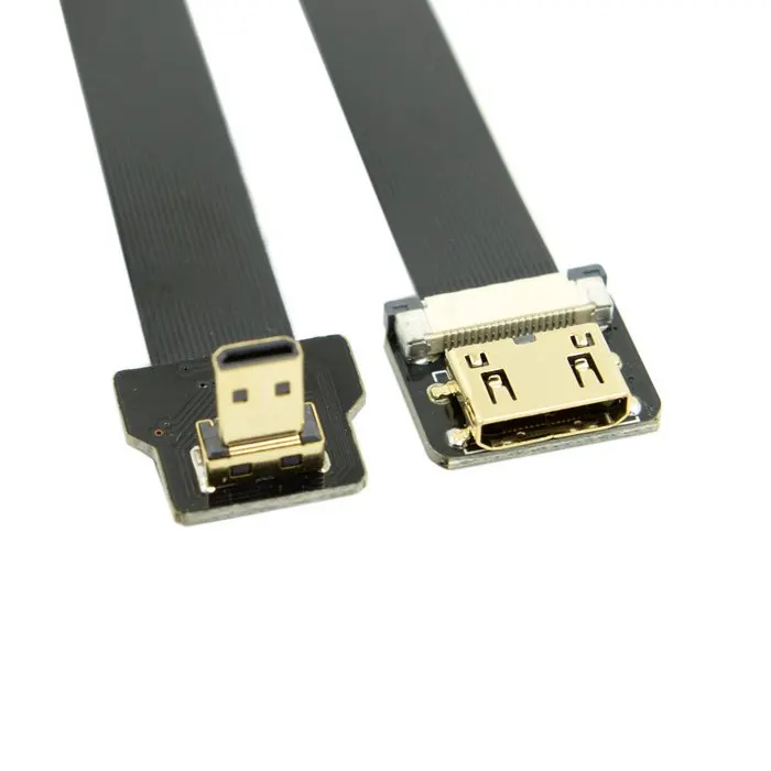 

CY 10cm Down Angled 90 Degree FPV Micro HDMI-compatible Male to Mini HDMI-compatible Female FPC Flat Cable for Aerial