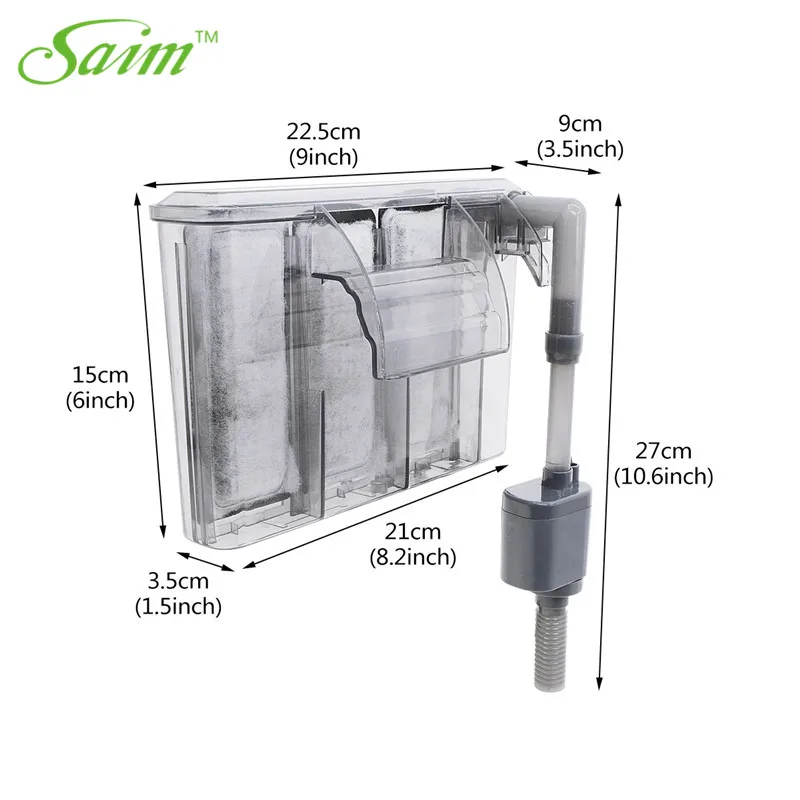 

Saim Aquarium Fish Tank Filter External Hanging Filter Aquarium Submersibl 3-in-1 Power Filter Waterfall Aquarium Air Pump Tools