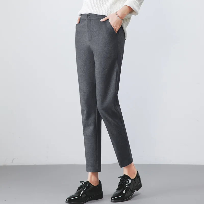 Высокое качество женский костюм брюки формальная офисная одежда OL черные серые