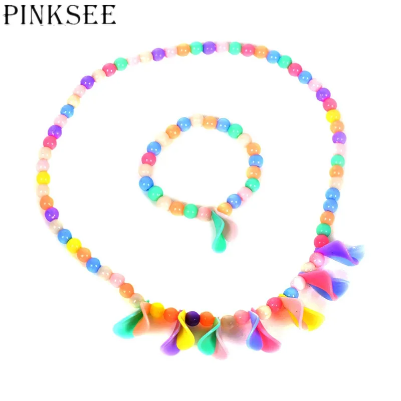 PINKSEE 1 комплект Красочные акриловые цветочные бусины пластиковое ожерелье