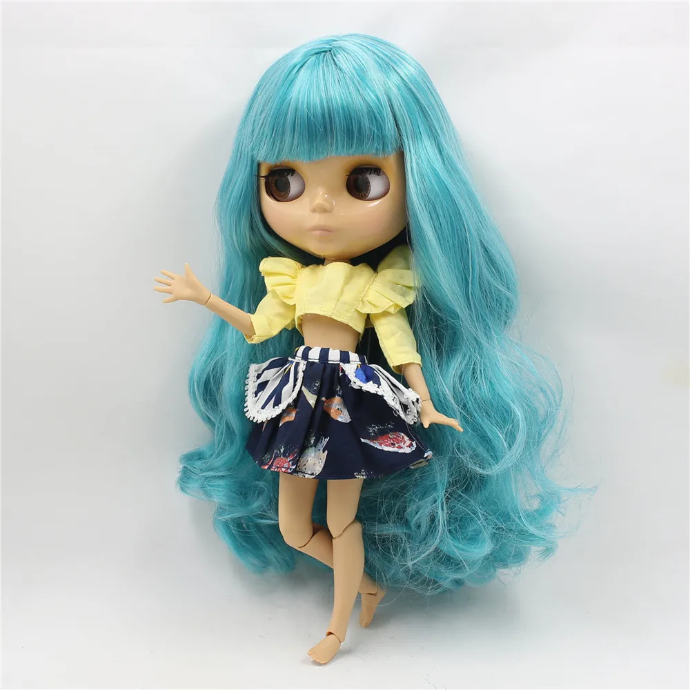 Ледяной DBS шарнирная кукла Blyth Длинное Зеленое Aquamarince смесь белого цвета волос с