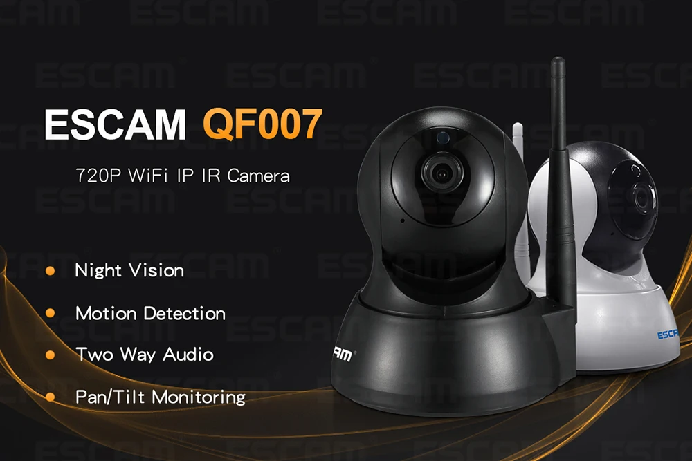 ESCAM QF007 1MP 720P WiFi ИК сигнализация панорамирование/наклон ip-камера поддержка 64G TF карта для Android iOS смартфонов и компьютеров